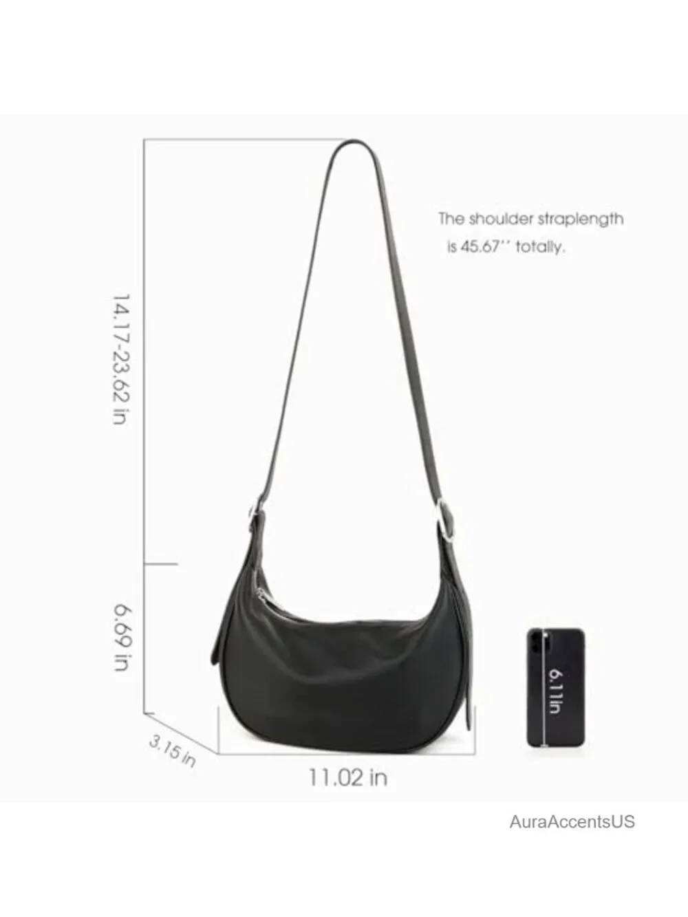 Full Grain Leather Hobo Bag Crossbody Shoulder Purse